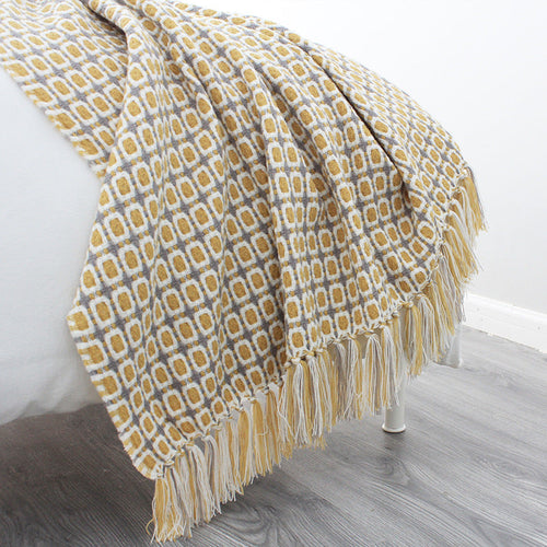 Pastoral Style Yellow Knitted Woolen Blanket