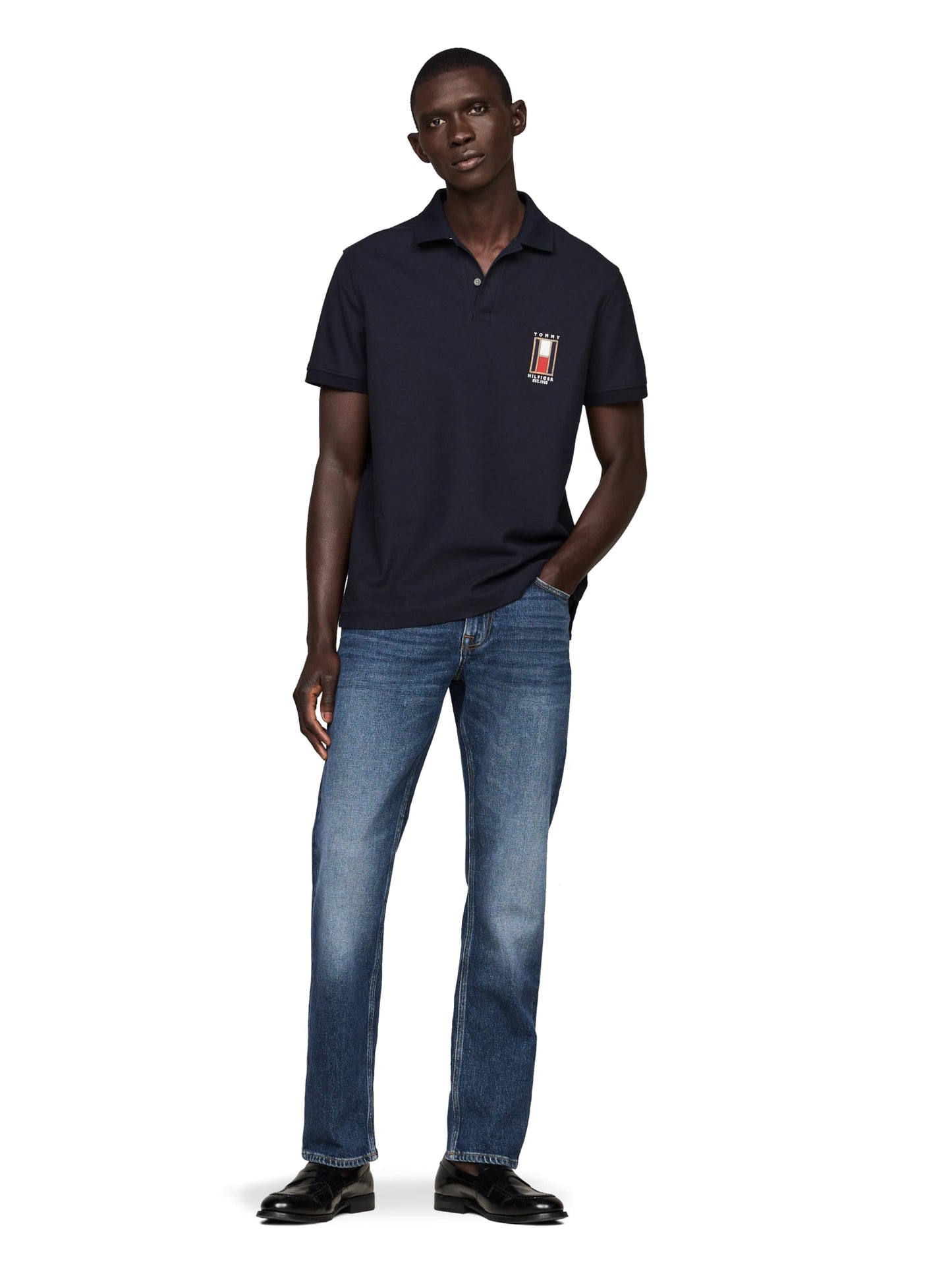 Tommy Hilfiger Men's Vertical Flag Regular Short Sleeve Polo