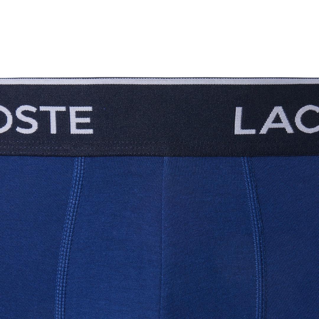 Lacoste Men's Cotton Stretch Essentials Boxer Briefs, 3-Pack, Navy Blue/Red/Deep Ocean, X-Small