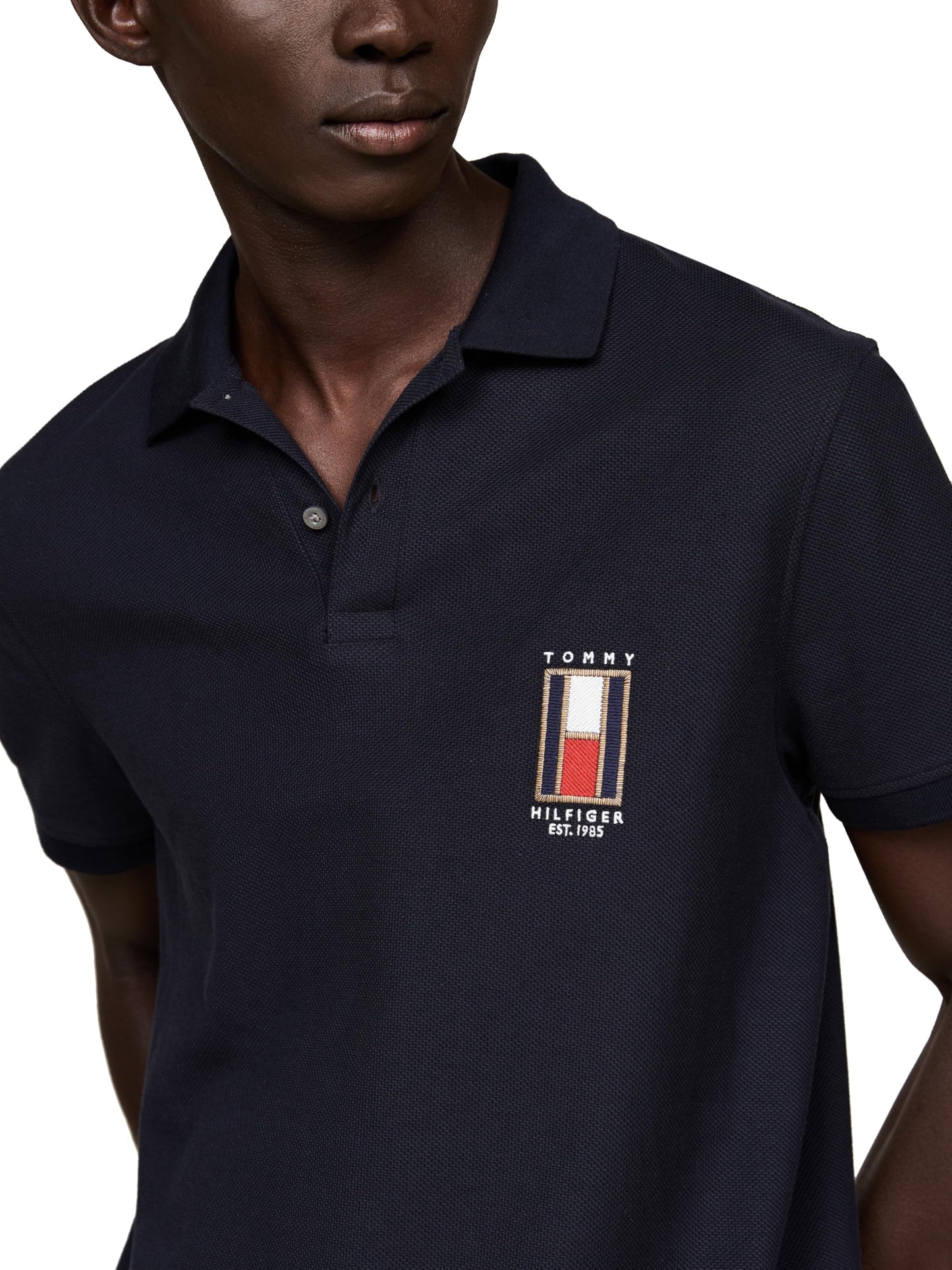 Tommy Hilfiger Men's Vertical Flag Regular Short Sleeve Polo