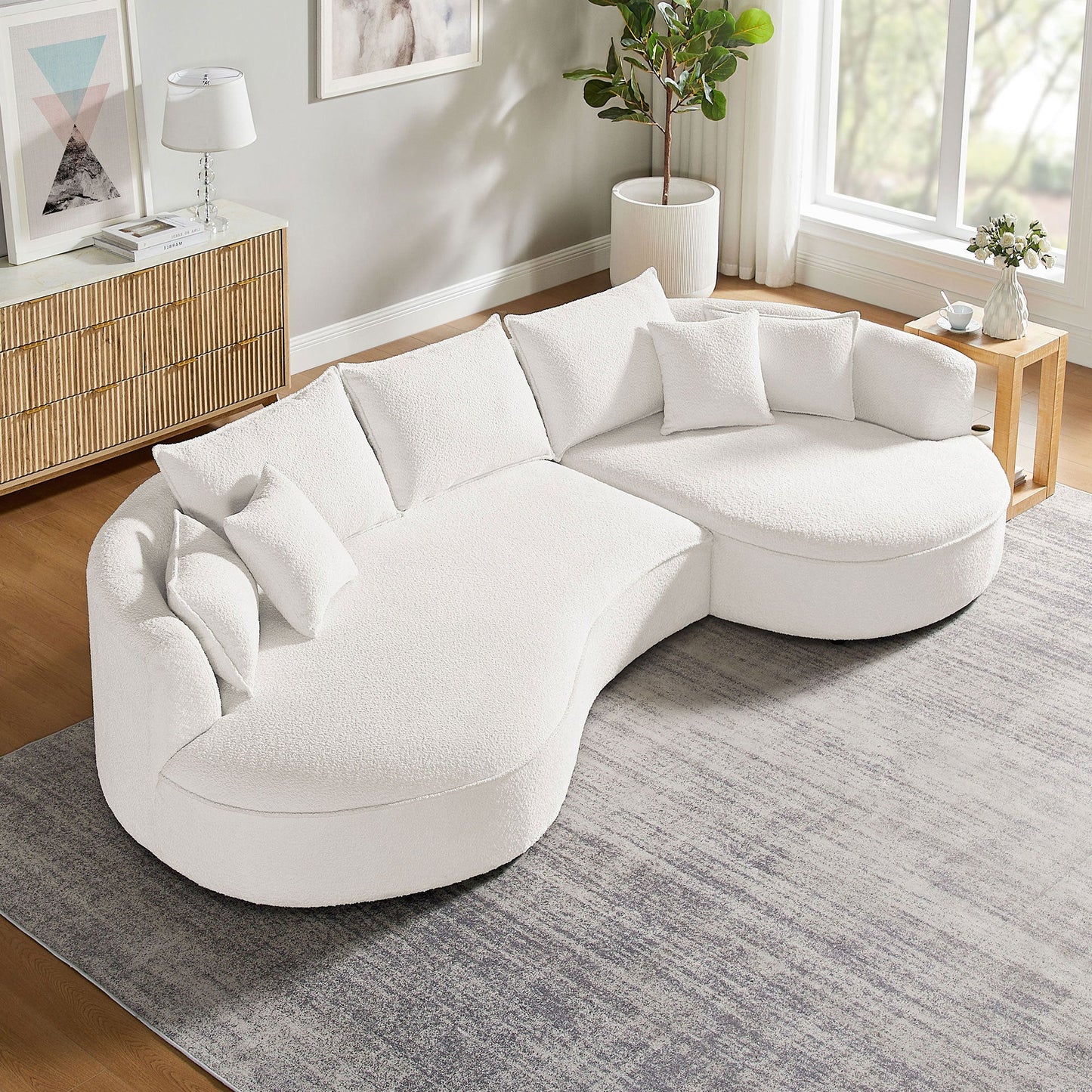 Curved Sofa with Ingenious Shape White