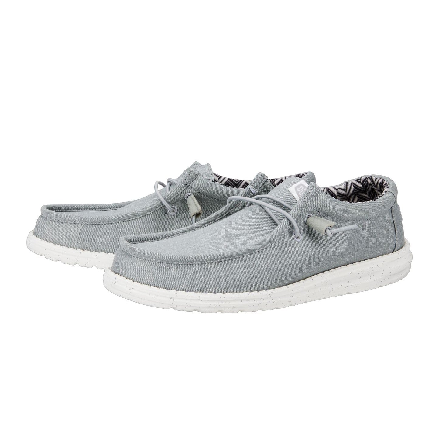 HEYDUDE Men's Wally Stretch Canvas Light Grey Size 11 | Men's Shoes | Men Slip-on Loafers | Comfortable & Light-Weight