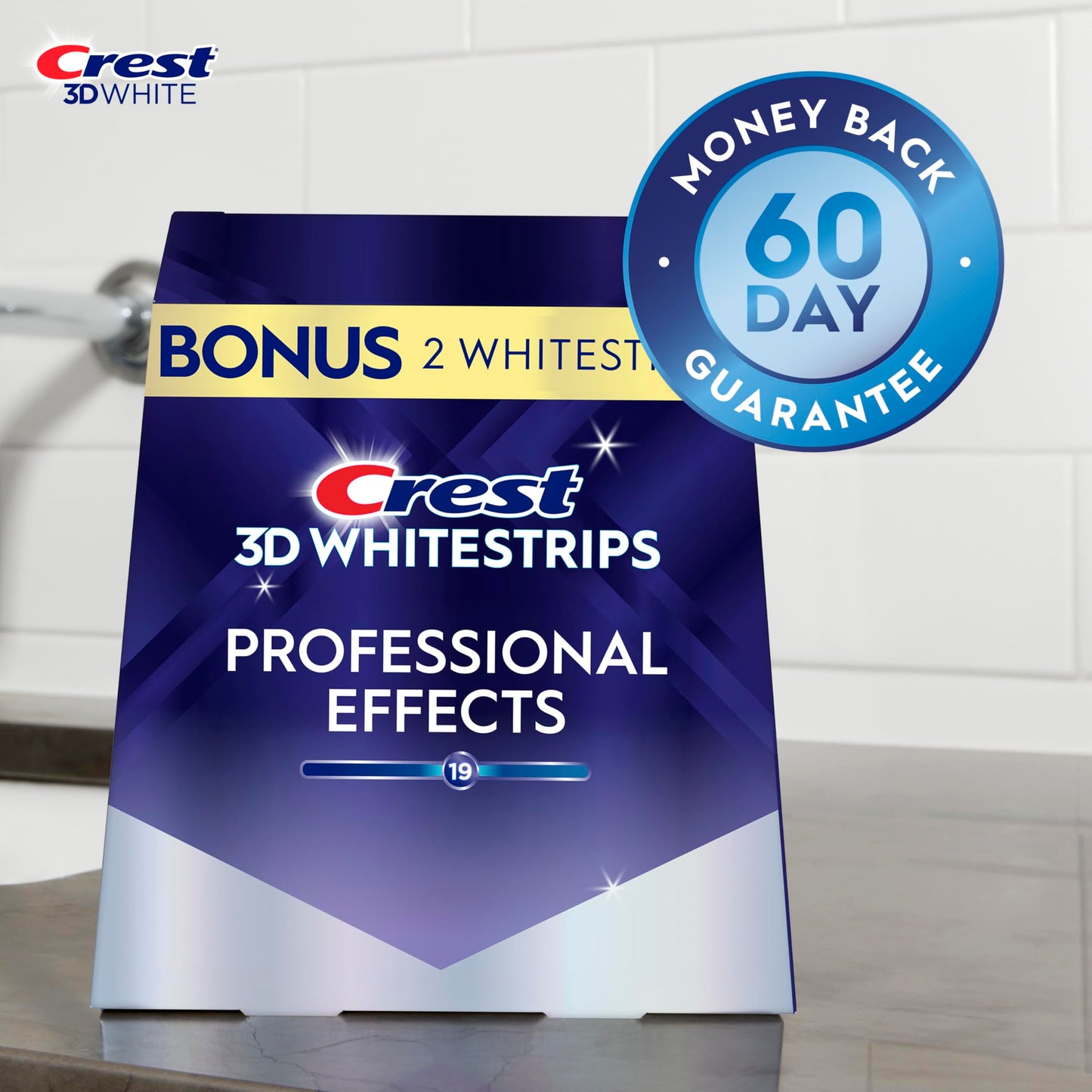 Crest 3D Whitestrips Professional Effects – Teeth Whitening Kit, 22 Treatments (20 + 2 Bonus), Each with 1 Upper/1Lower, 44 Strips – Crest 3DWhite Teeth Whitening Strips