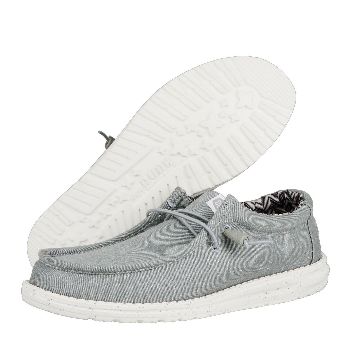 HEYDUDE Men's Wally Stretch Canvas Light Grey Size 11 | Men's Shoes | Men Slip-on Loafers | Comfortable & Light-Weight