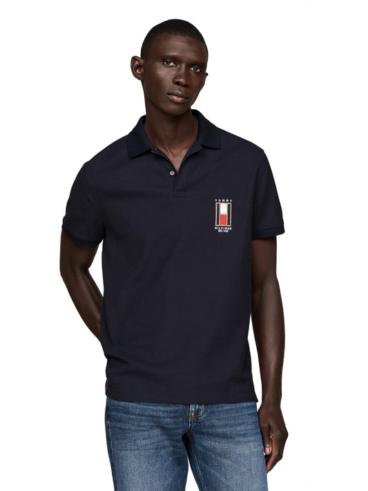 Tommy Hilfiger Men's Vertical Flag Regular Short Sleeve Polo
