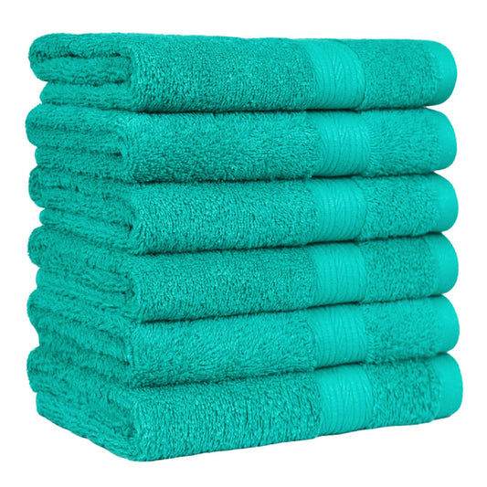 Amazon Basics 6 Piece hand towels for bathroom, Fade Resistant 100% Cotton Hand Towels, soft absorbent bathroom hand towels 6 - Pack (26''x16''), Teal