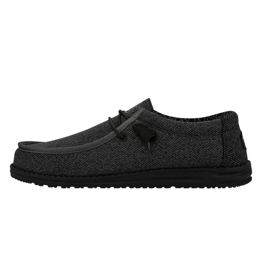 HEYDUDE Men's Wally Sox Micro Total Black Size 9 | Men's Slip On Shoes | Comfortable & Light-Weight