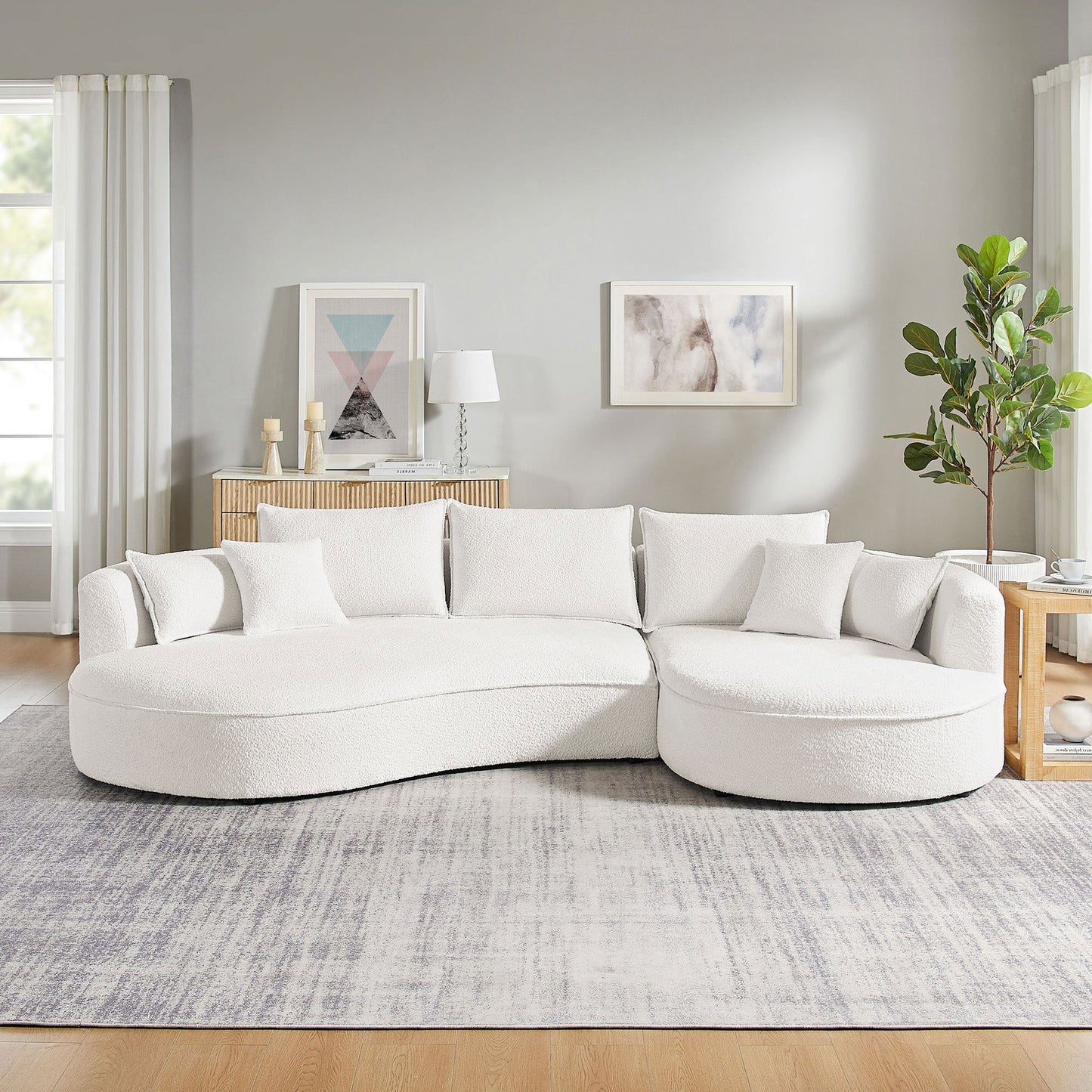 Curved Sofa with Ingenious Shape White