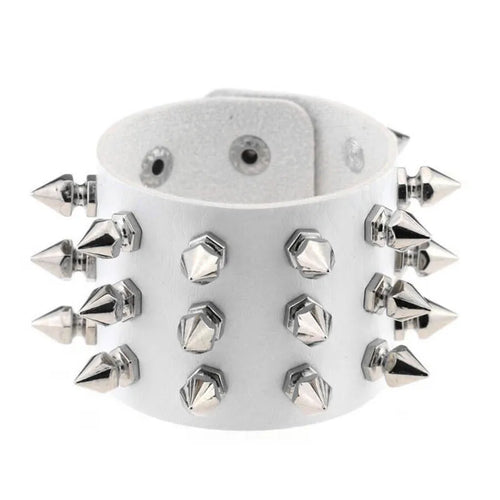 Pu Leather Studded Bracelet Choker Punk Spike Rivets Cuff Black