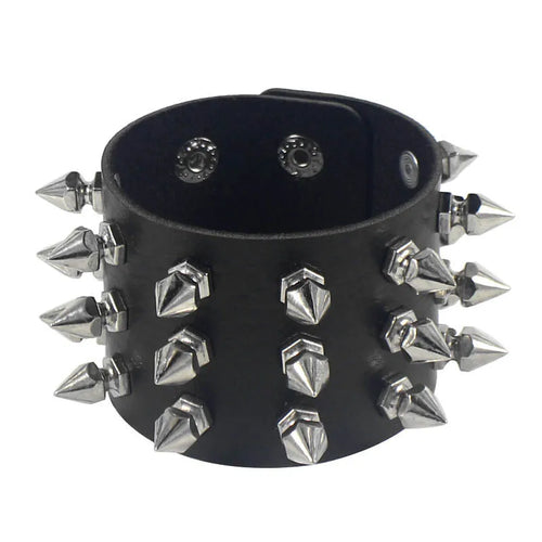Pu Leather Studded Bracelet Choker Punk Spike Rivets Cuff Black