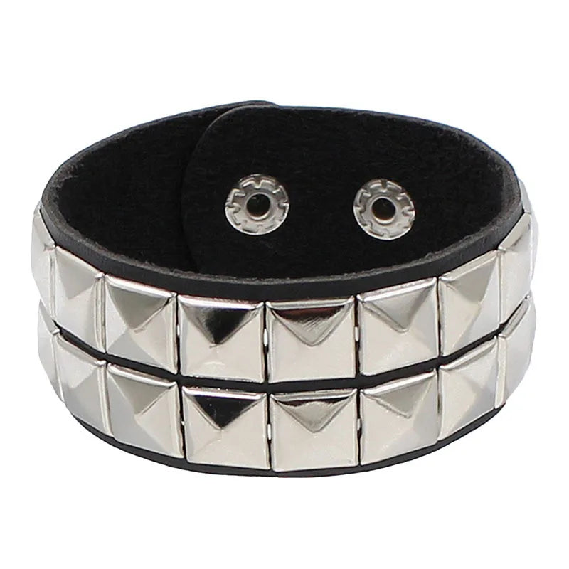 Pu Leather Studded Bracelet Choker Punk Spike Rivets Cuff Black