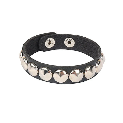 Pu Leather Studded Bracelet Choker Punk Spike Rivets Cuff Black
