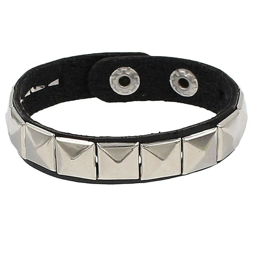 Pu Leather Studded Bracelet Choker Punk Spike Rivets Cuff Black