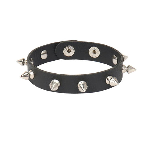 Pu Leather Studded Bracelet Choker Punk Spike Rivets Cuff Black