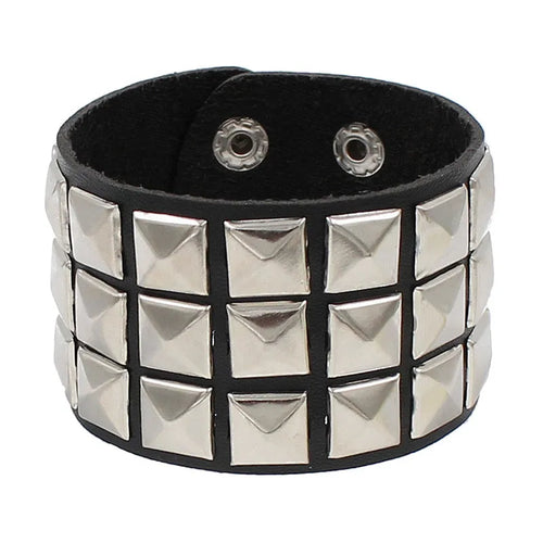 Pu Leather Studded Bracelet Choker Punk Spike Rivets Cuff Black