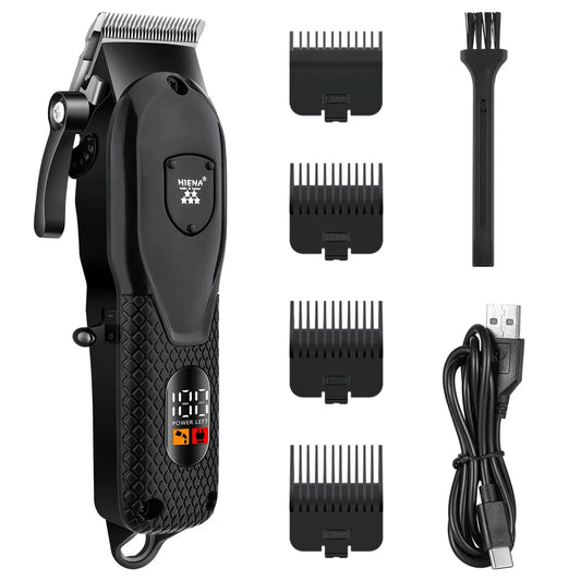 NNEOBA Professional Cordless Hair Clipper Set Wet & Dry Grooming Kit Black